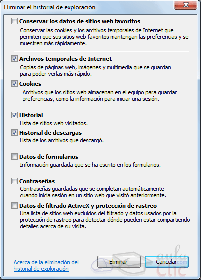 Eliminar historial de navegaci&oacute;n
