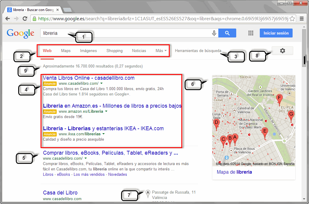 pantalla resultados google