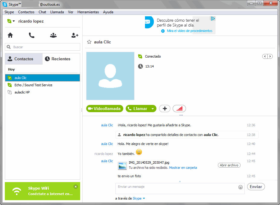 pantalla de Skype