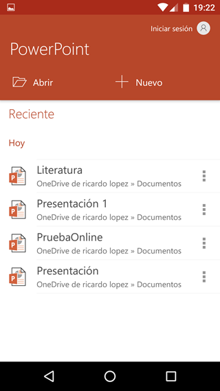 Nuevo documento word app
