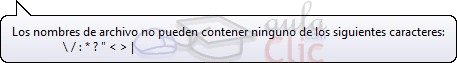 Aviso - Nombre de archivo incorrecto.
