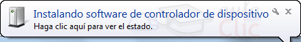 Mensaje aviso en área de notificación