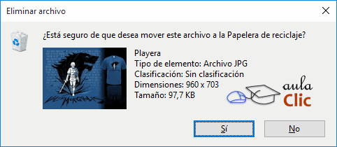 Cuadro diálogo Eliminar