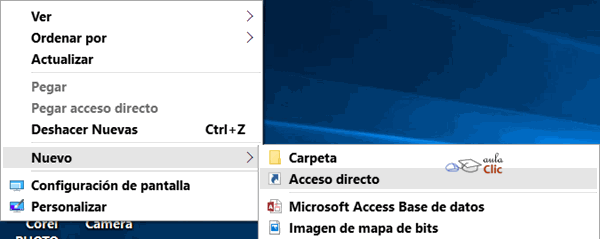 nuevo acceso directo