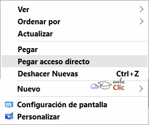 Pegar acceso directo
