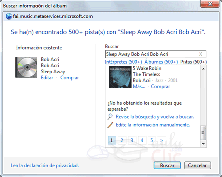 Buscar información del álbum
