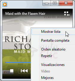 Lista de reproducción durante la reproducción en curso