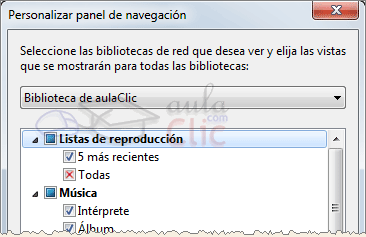 Personalizar el panel de navegación WMP