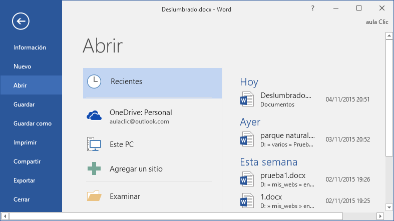 abrir recientes