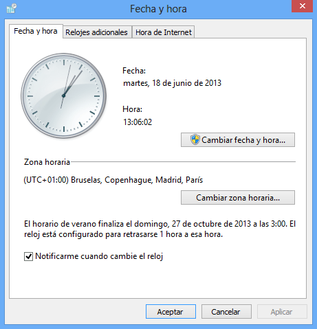 Cambiar hora