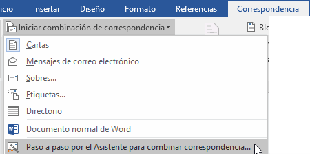 Asistente combinar correspondencia