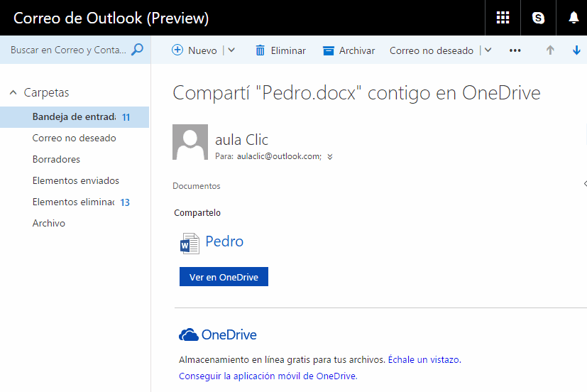email invitación
