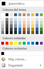 menú Color de fuente