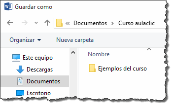 Dirección de la carpeta