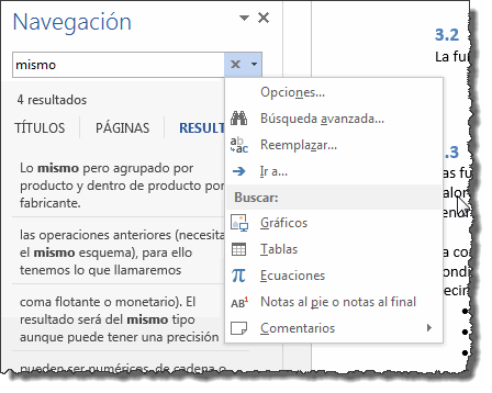 Opciones Buscar