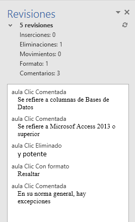 Panel de revisiones