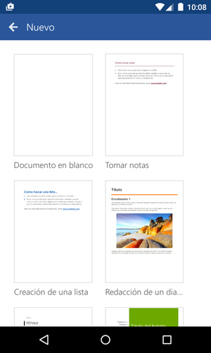 Nuevo documento word app