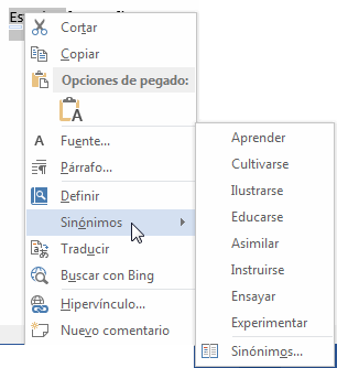 Referencia - menú contextual