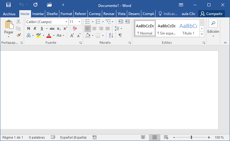 Pantalla Word 2010