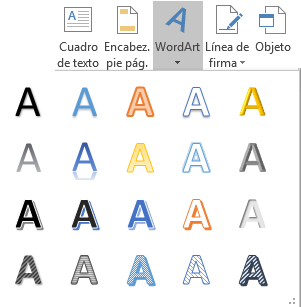 Galería de WordArt