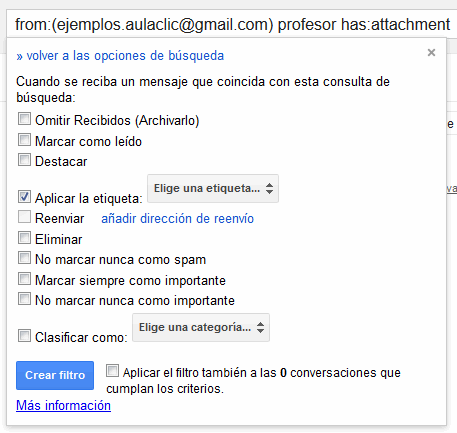 crear filtro gmail