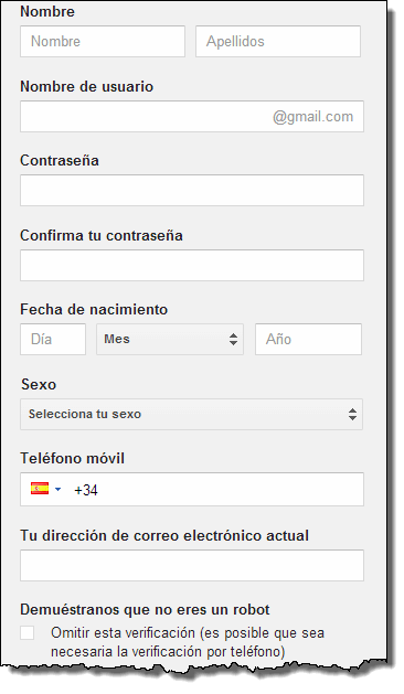 alta cuenta google