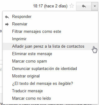 Agregar a lista contactos de Gmail