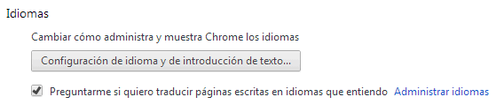 Configuración de idiomas