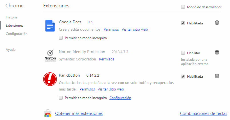 Extensiones en Chrome