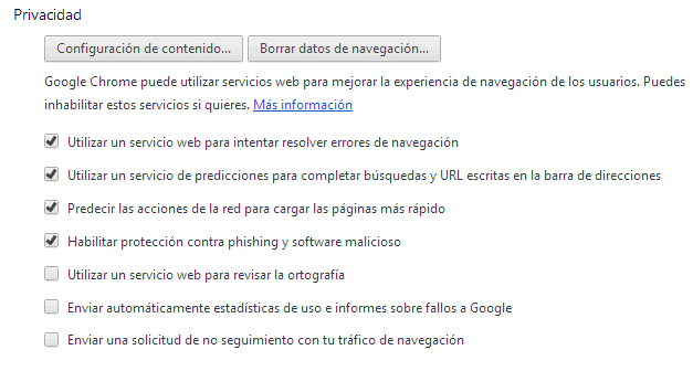 configuración privacidad