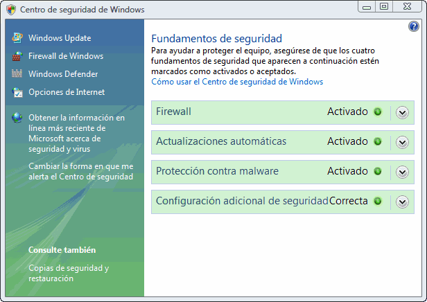 Centro de Seguridad de Windows