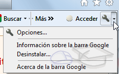 Menú Herramientas de la barra de Google