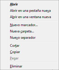 menú contextual marcadores
