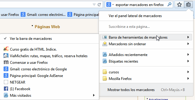 ver barra marcadores