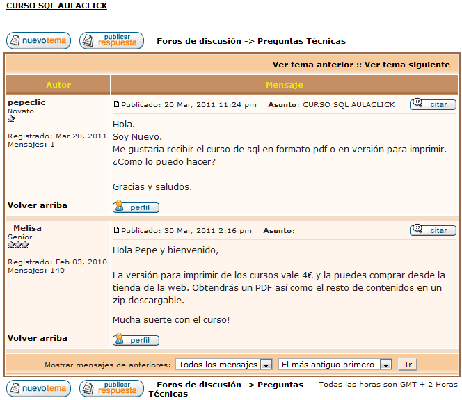Hilo de un foro