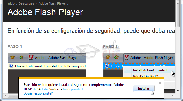 Instalar Flash en Internet Explorer