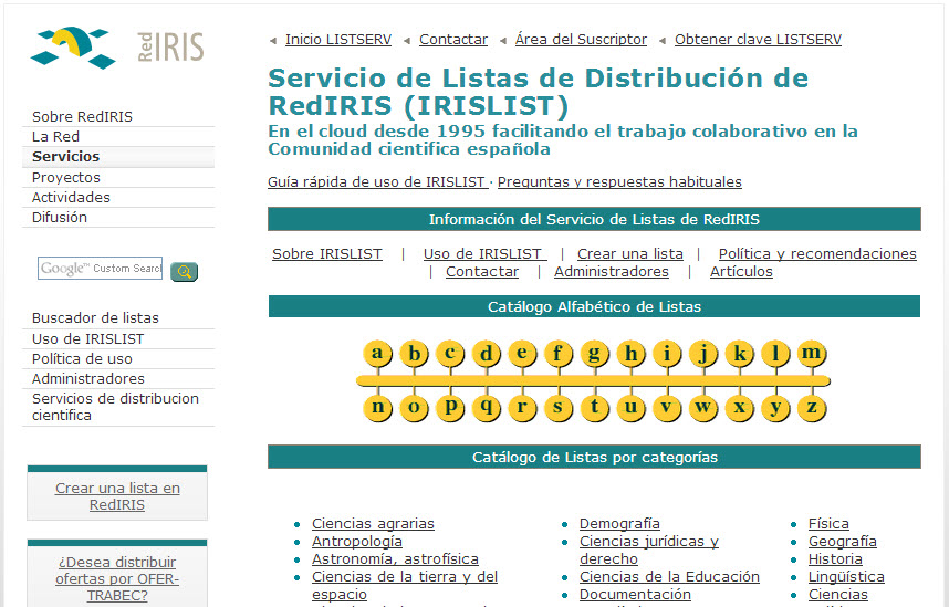 rediris listas