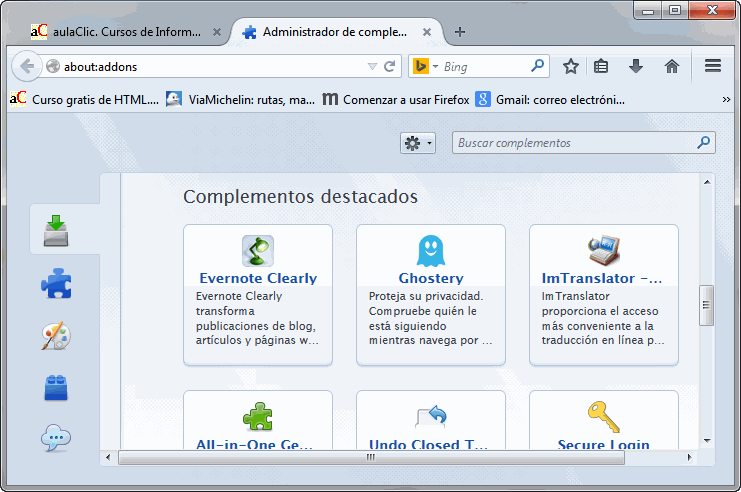 Administrador de complementos