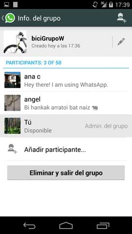 info del grupo
