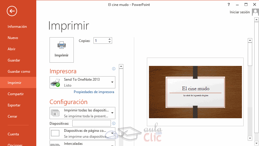Archivo > Imprimir