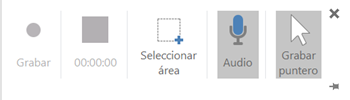 Botones grabación de la pantalla en PowerPoint